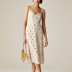 J.Crew Collection Slip Dress Mirror Embellishments Gold Sea Sand Size 10 NWT